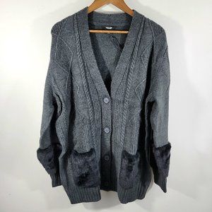 Simply Vera - Large - Vera Wang Faux Fur Coatigan / Cardigan Gray NWT
